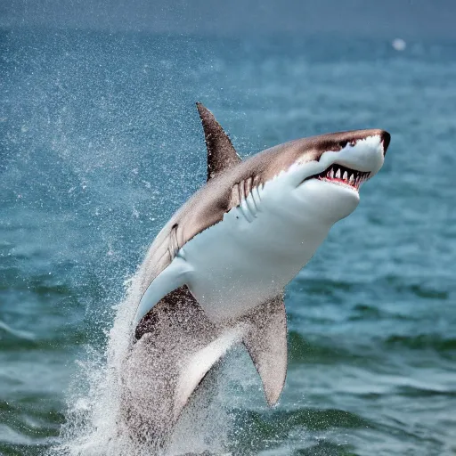 Image similar to action photo of shark jumping from surface of the sea, from nature journal, 1 / 1 0 0 0 sec shutter, action photo, sigma 1 0 5 mm f 2. 8