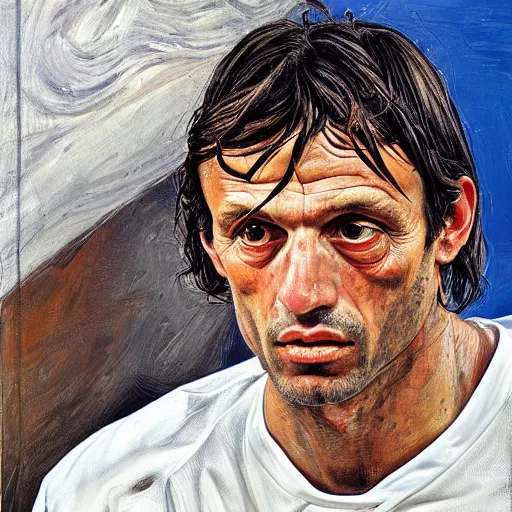 Prompt: high quality high detail painting by lucian freud, hd, portrait of paolo maldini