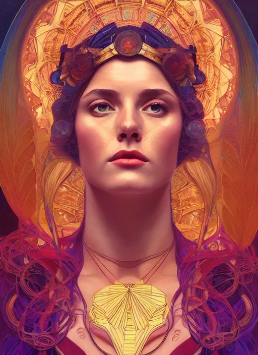 Prompt: minerva the goddess of mysteries, path traced, octane render, highly detailed, high quality, digital painting, hd, alena aenami and artgerm, karol bak, alphonse mucha, tom bagshaw