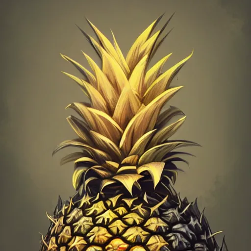 Prompt: a portrait of a pineapple, D&D, fantasy, elegant, badass, highly detailed, digital painting, artstation, concept art, sharp focus, illustration