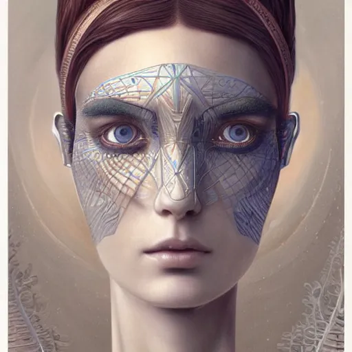 Image similar to humanoid robot, highly detailed, expressive eyes, beautiful symmetric body, perfect proportions, highly intricate, 8 k, art by tom bagshaw and alex gray