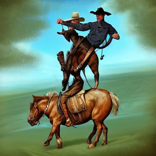 Image similar to a cowboy riding a tardigrade