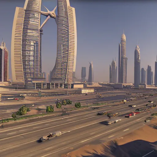 Image similar to gta : dubai, cinematic shot