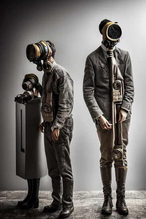 Prompt: people with gas mask stand on covvin, photorealistic, smooth, 4 k, aesthetic lighting, baroque object, hyperdetailed, professional photography, pullitzer winning, photo by : canon eos 5 d mark iv, by karah mew and adnan abidi