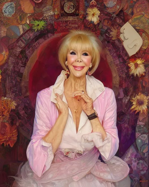 Prompt: portrait of a barbara eden by Mandy Jurgens and Richard Schmid and chuck close and mucha