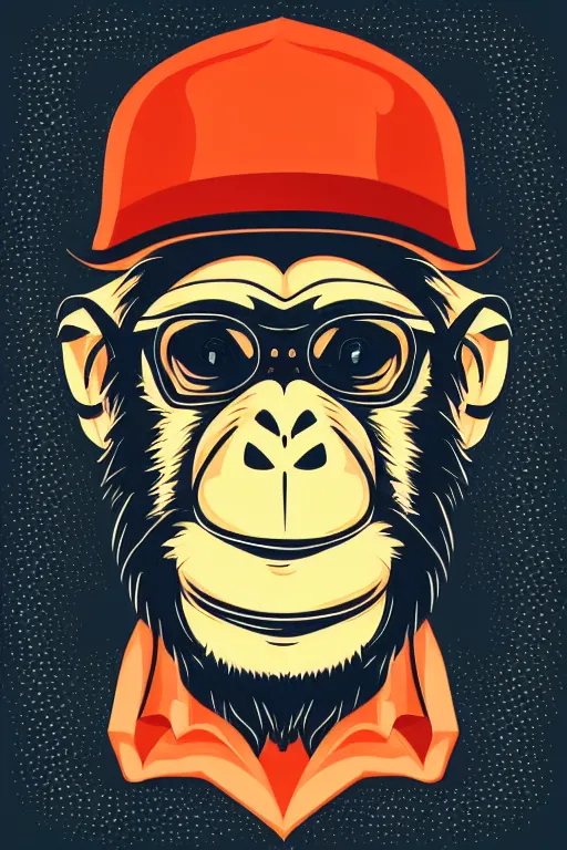 Prompt: Portrait of a Monkey, mafia, gangster, sticker, colorful, illustration, highly detailed, simple, smooth and clean vector curves, no jagged lines, vector art, smooth