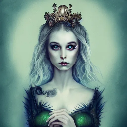 Prompt: of a surreal Portrait inspired by Natalie Shau,Charlie bowater,Anna Dittman,frog,crown,mermaid scales,cinematic