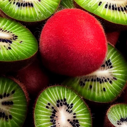 Image similar to photo giant kiwi fruit standing on red square