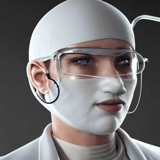 Image similar to ultra realistic and intricate detailed photograph of a futuristic surgeon, doctor, medicine, healthcare, technology, innovation, bright modern style, artstation, unreal render, depth of field, ambient lighting, award winning, stunning