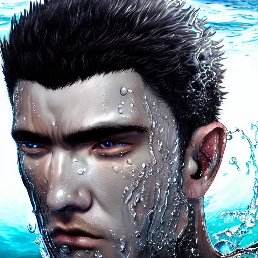 Prompt: photorealistic shockingly amazing portrait of guts from berserk submerged in water ,extremely detailed, made by wlop and maxwell boas