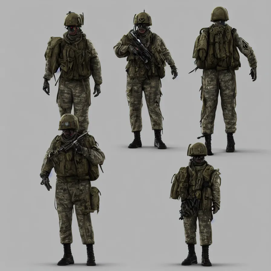 Image similar to lone single suited being, 4 limbs and civilized behavior, military soldier behavior, photorealistic rendering, hyperdetailed