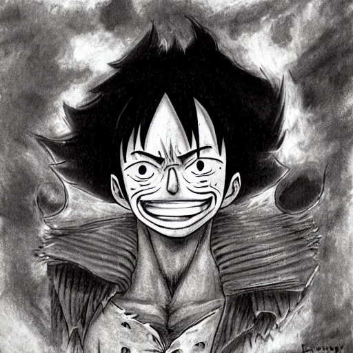 Image similar to [ luffy mustache ] ( by kentaro miura ) ( by george morikawa )