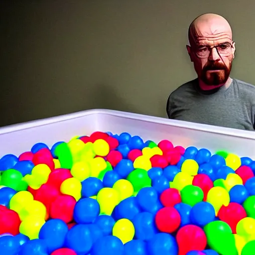 Image similar to walter white playing in a ball pit