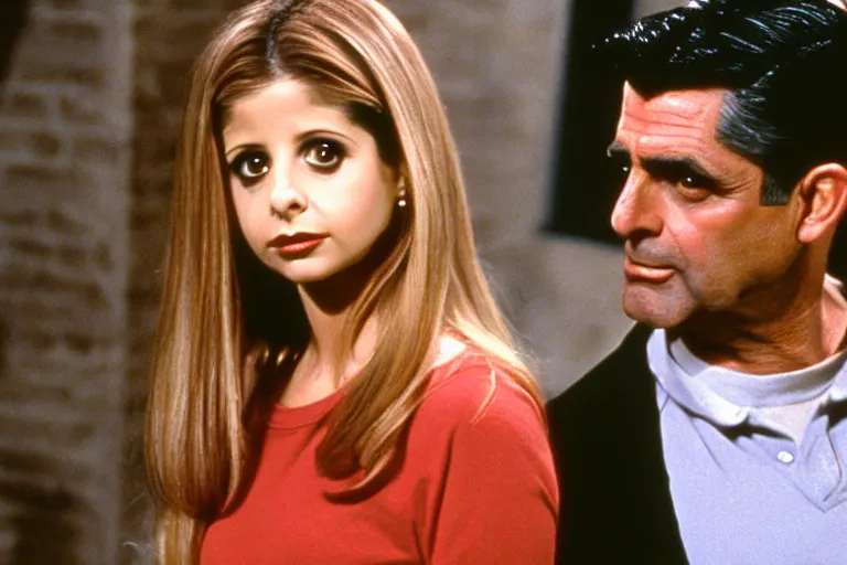 Image similar to sarah michelle gellar as buffy and cary grant as giles in buffy the vampire slayer