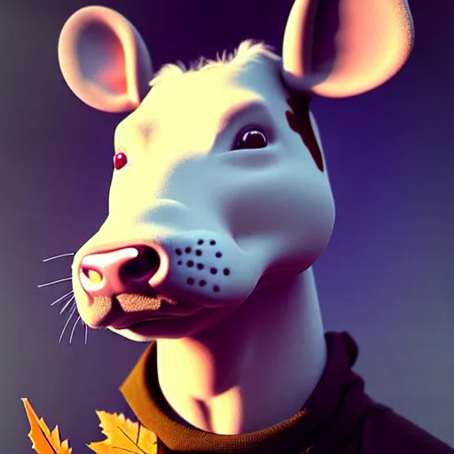 Image similar to epic professional digital art of 🐄!!!!!!🐭🍁, best on artstation, cgsociety, wlop, cosmic, epic, stunning, gorgeous, much detail, much wow, masterpiece W 1024