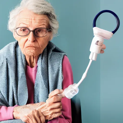 Image similar to an old woman wearing an oxygen cannula