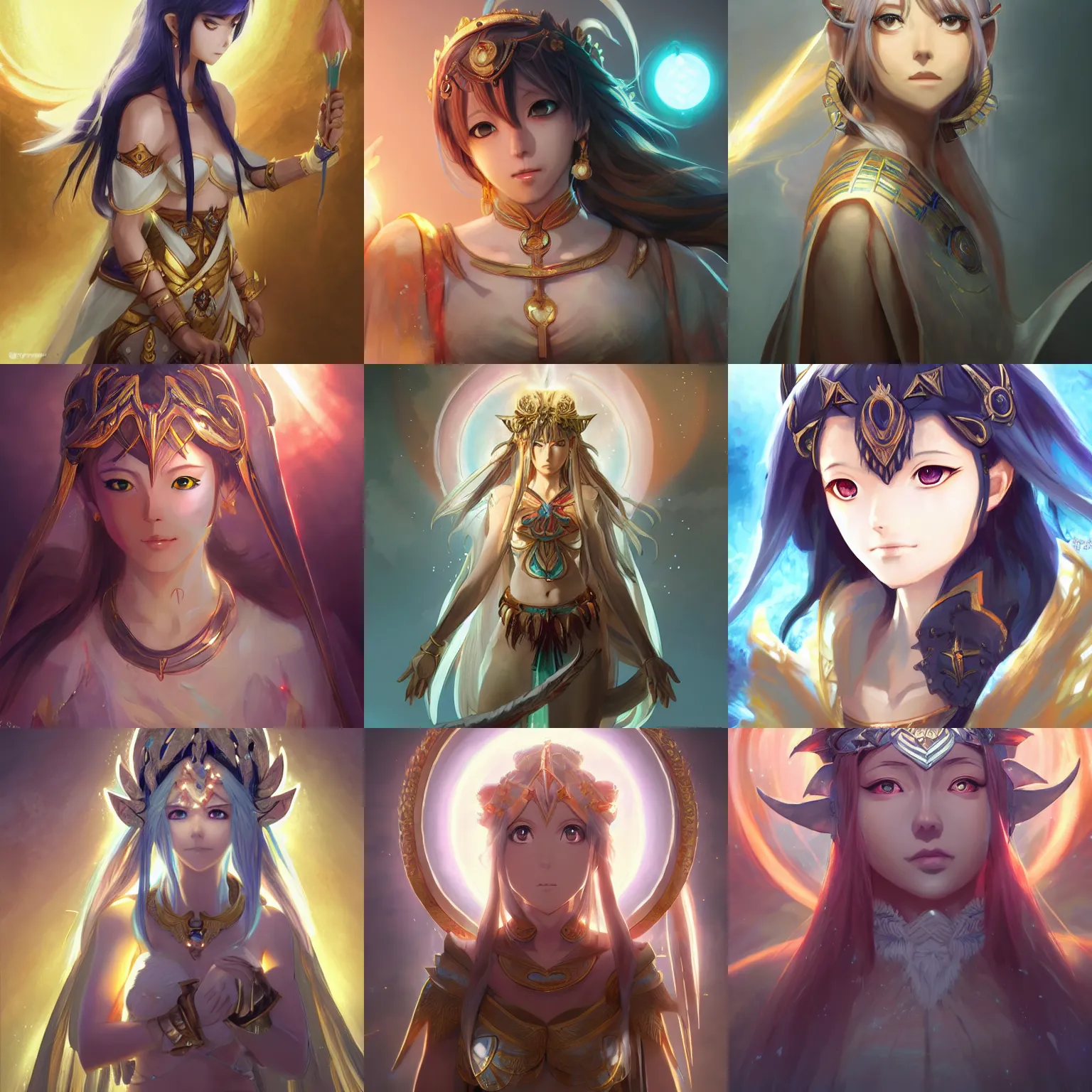 Prompt: An anime portrait of Ssunbiki as a goddess of light from Skyrim, by Stanley Artgerm Lau, WLOP, Rossdraws, James Jean, Andrei Riabovitchev, Marc Simonetti, and Sakimichan, trending on artstation