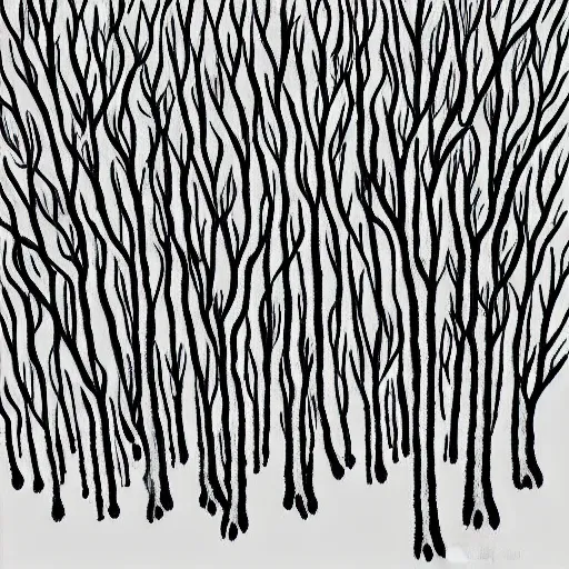 Image similar to boranup forest, drawn with dots, art, minimalist,