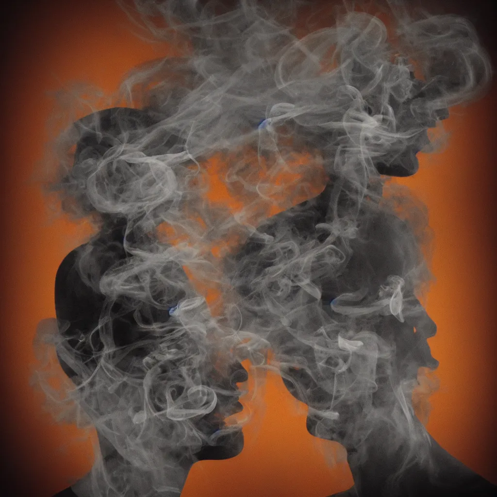 Image similar to my head is a smoke sphere. artwork, surrealist, metaphysical, metaphorical, ephemeral, atmospheric, symbolic art.