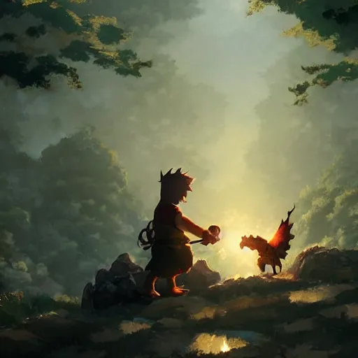 Image similar to a dwarf and a dragon drinking a beer together | gapmoe kuudere moody lighting stunning bokeh highlights sharp contrast | trending pixiv fanbox | by greg rutkowski makoto shinkai takashi takeuchi studio ghibli