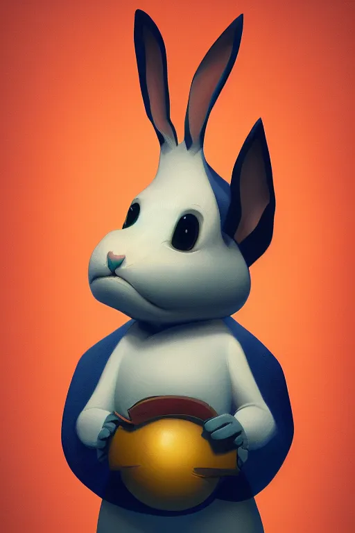 Image similar to a centered painting of a cartoon rabbit, by craola,, cinematic, beautifully lit 3 d, trending on artstation, octane render, 8 k