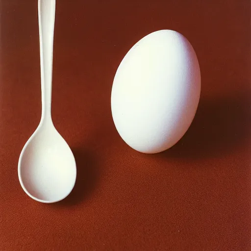 Prompt: egg and spoon, still - life photography, paul outerbridge masterpiece