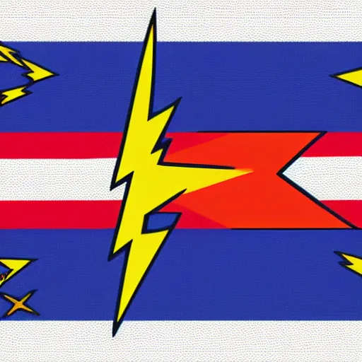 Image similar to The flag of a country with a lightning bolt, vector art, svg, vexillology