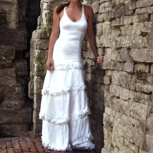 Image similar to Lara croft wearing a wedding dress