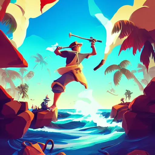 Image similar to painting treasure on sea of thieves game smooth median photoshop filter cutout vector, behance hd by jesper ejsing, by rhads, makoto shinkai and lois van baarle, ilya kuvshinov, rossdraws global illumination