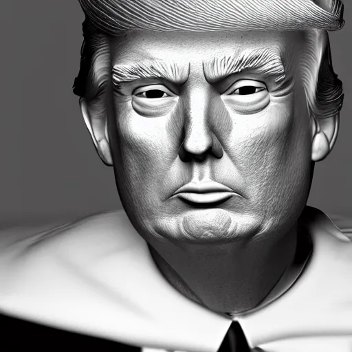 Prompt: donald trump realistic, 3 d render, dramatic lighting, dark room