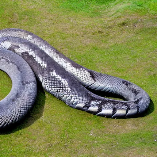 Prompt: big python with head turned up side down