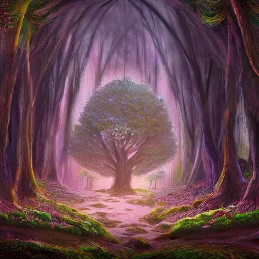 Image similar to tree of life in a super magical forest, concept art, 4k