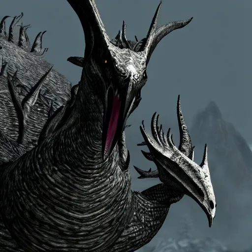 Prompt: Alduin as a Goose in Skyrim