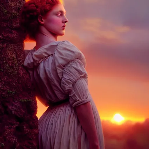 Image similar to photographic portrait of a stunningly beautiful 1 9 th century french renaissance female in soft dreamy light at sunset, contemporary fashion shoot, by edward robert hughes, annie leibovitz and steve mccurry, david lazar, jimmy nelsson, breathtaking, 8 k resolution, extremely detailed, beautiful, establishing shot, artistic, hyperrealistic, beautiful face, octane render