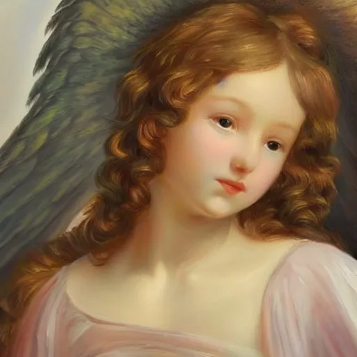 Prompt: a painting of an angel, oil painting, masterpiece, highly detailed