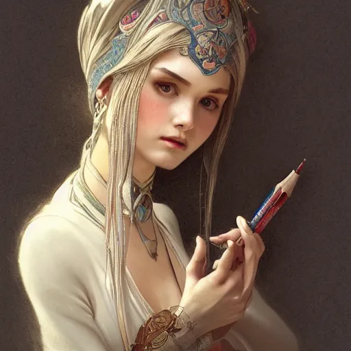 Prompt: beautiful lifelike award winning pencil illustration of kerli koiv trending on art station artgerm greg rutkowski alphonse mucha museum quality cinematic atmospheric