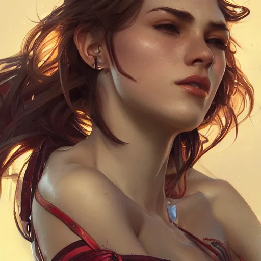 Image similar to ultra realistic illustration, moxy from boarderlands, intricate, elegant, highly detailed, digital painting, artstation, concept art, smooth, sharp focus, illustration, art by artgerm and greg rutkowski and alphonse mucha