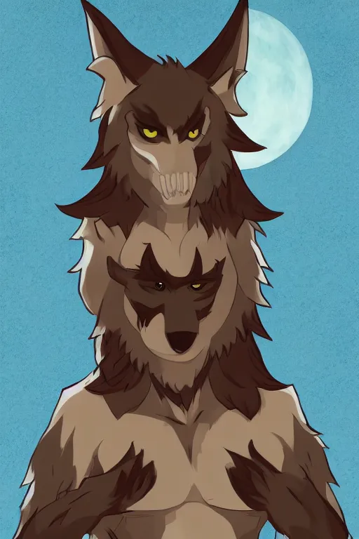 Image similar to a werewolf, fursona!!!!, by kawacy, trending on furaffinity, full body, furry art