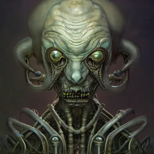 Image similar to a portrait of a beautiful biomechanical Rick and Morty, horror concept art by giger and beksinski and szukalski and wlop and pete mohrbacher, digital art, highly detailed, intricate, sci-fi, sharp focus, Trending on Artstation HQ, deviantart, unreal engine 5, 4K UHD image