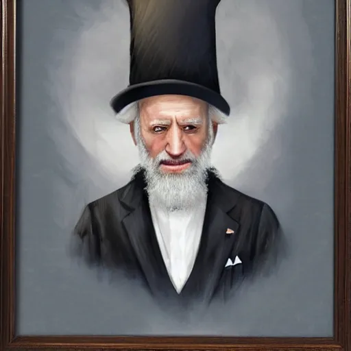 Image similar to joe biden dressed as hasidic rebbe, jewish devotional presidential portrait by greg rutkowski