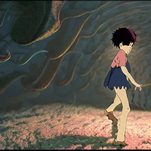 Prompt: fractal a sample in screen time, in screen depth, constraints shaping imaginary afford - dancing, in the medium marketing, creating content shaped by audience share, how we have come to value our values, in the style of hayao miyazaki