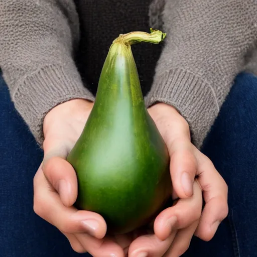 Image similar to a woman holding an eggplant emoji