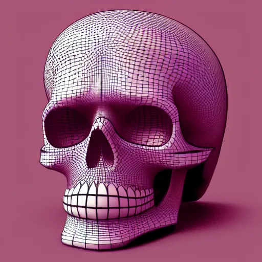 Prompt: 3 d pink skull distorted