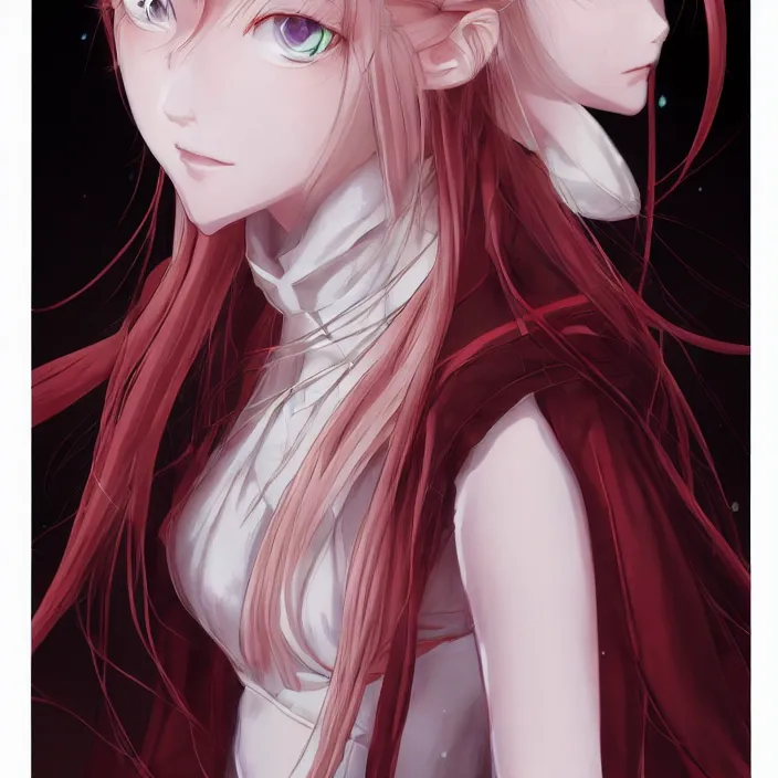 Prompt: The Portrait of the White Princess of the Crimson Moon, Anime Fantasy Illustration by Tomoyuki Yamasaki, Kyoto Studio, Madhouse, Ufotable, trending on artstation