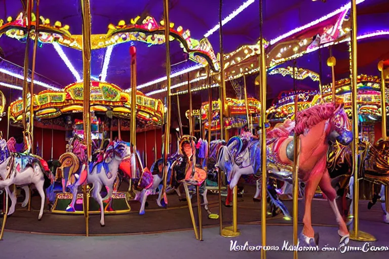 Image similar to professional photo drag queens riding carousel, las vegas show