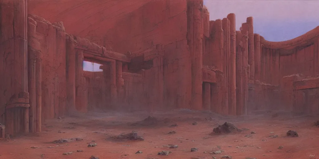 Image similar to supernova, mars red desert, neo brutalism aqueducts and roman baths on mars, painted by steve mccurry, foggy, ruan jia, raymond swanland, lawrence alma tadema, zdzislaw beksinski, norman rockwell, jack kirby, tom lovell, alex malveda, greg staples