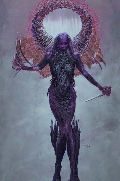 Prompt: zoe kravitz as a demon queen by wayne barlowe