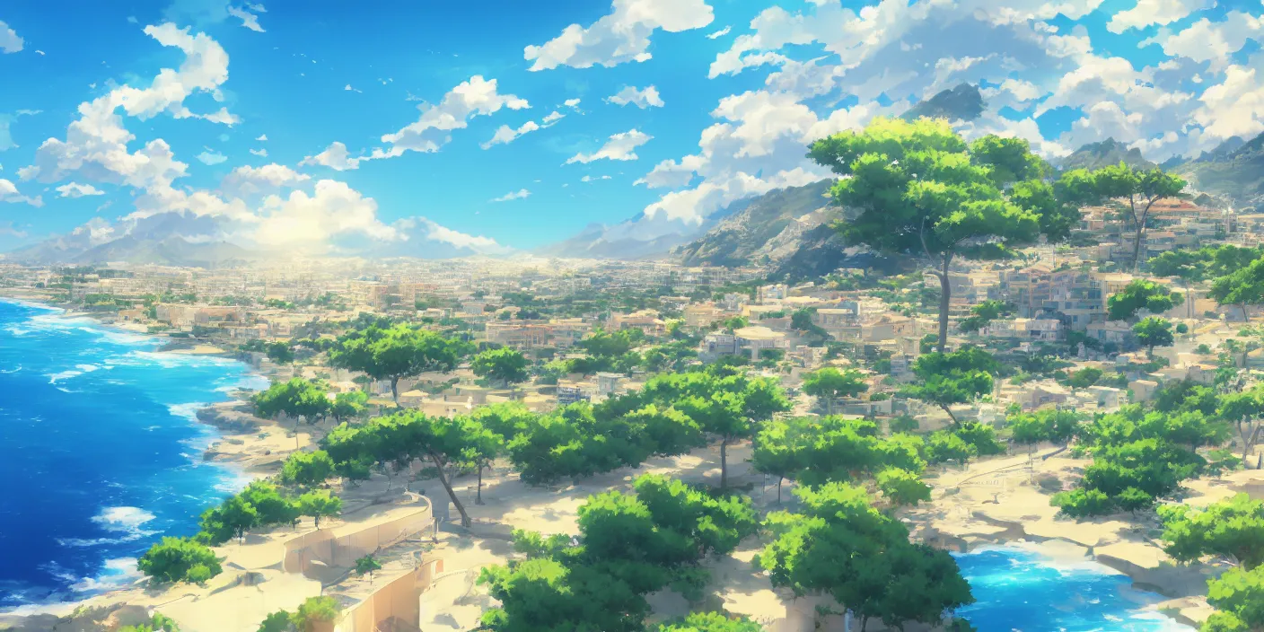 Image similar to beautiful anime Costa Blanca by makoto shinkai, 8k wallpaper