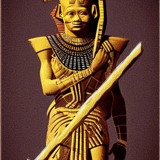 Prompt: osiris in humanoid form holding an ankh, photorealistic, character art