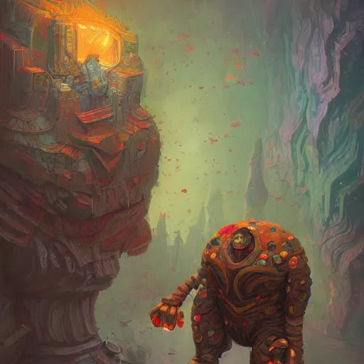 Prompt: small piece golem colorful, fantasy, intricate, highly detailed, digital painting, hq, trending on artstation, illustration, style of stanley artgerm and greg rutkowski and dan mumford